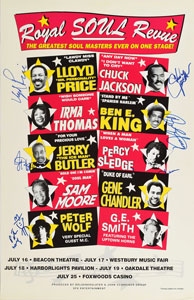Lot #2300  Royal Soul Revue Poster Signed by Lloyd Price, Chuck Jackson, Ben E. King, Jerry Butler, Gene Chandler, and Peter Wolf - Image 1