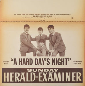 Lot #2062  Beatles A Hard Day's Night Newspaper Box Insert - Image 2