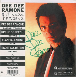 Lot #2586 Dee Dee Ramone Signed 45 RPM Record - Image 1