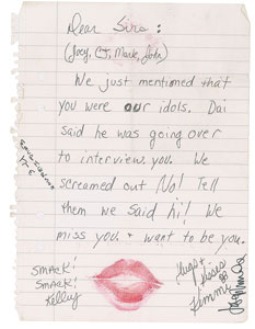 Lot #2507 The Breeders Handwritten Letter to The Ramones - Image 1