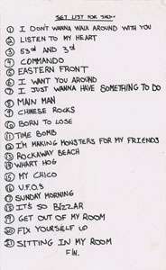 Lot #2552 CJ Ramone's Concert Set List