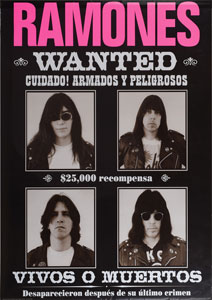 Lot #2560 The Ramones 'Wanted' Poster - Image 1