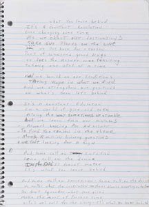 Lot #2495 Brad Delp's Handwritten Lyrics Notebook