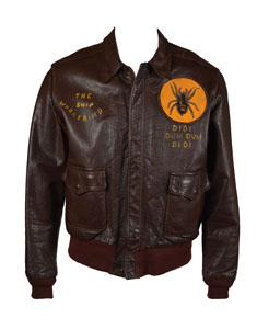 Lot #445  World War II USAAF 8th Air Force A-2 Flight Jacket with Unit Patch and Painted Decorations