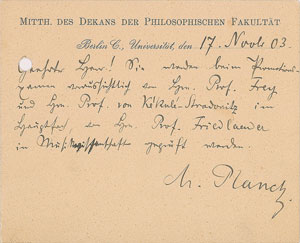 Lot #329 Max Planck