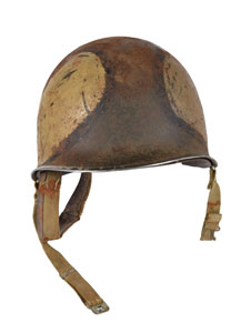 Lot #338  World War II US M1 Fixed Bail Helmet with Camouflage Pattern - Image 1