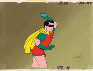 Lot #1265  Batman and Robin production cel and sketches from The New Adventures of Batman - Image 1