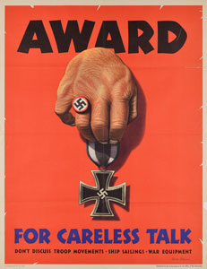 Lot #379  World War II Poster: Award for Careless Talk - Image 1