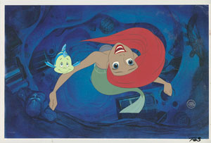 Lot #1236 Ariel and Flounder production cels from The Little Mermaid - Image 1