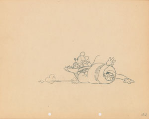 Lot #1128 Mickey Mouse and Black Pete production drawing from Touchdown Mickey - Image 1
