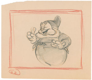 Lot #1149 Happy production storyboard drawing from Snow White and the Seven Dwarfs - Image 1