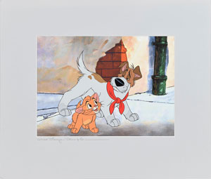 Lot #1263 Oliver and Dodger prototype cel from Oliver & Company - Image 1