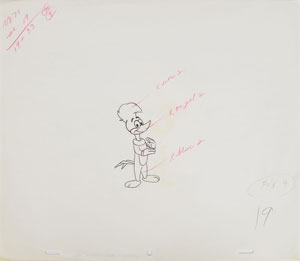 Lot #1275 Group of (10) Woody Woodpecker Production Drawings and a Walter Lantz Signed Check - Image 2