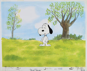 Lot #1287 Snoopy production cel from a Peanuts cartoon - Image 1
