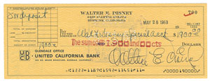 Lot #1123 Walt Disney Signed Check - Image 1