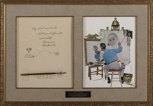 Lot #3048 Norman Rockwell Original Sketch and Brush
