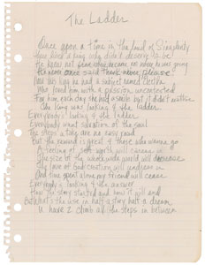 Lot #3054  Prince Handwritten Lyrics for 'The Ladder'