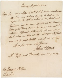 Lot #3005 John Adams Autograph Letter Signed