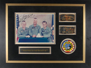 Lot #3023  Apollo 1 Signed Photograph and Flight Suit Patches - Image 1
