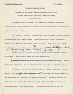 Lot #3013 Dwight D. Eisenhower Hand-Edited 'Balance Sheet on Bombing' and 'Negotiations: Hopes and Realities' Manuscripts - Image 1