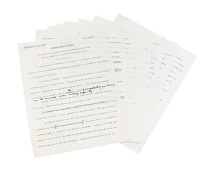 Lot #3013 Dwight D. Eisenhower Hand-Edited 'Balance Sheet on Bombing' and 'Negotiations: Hopes and Realities' Manuscripts
