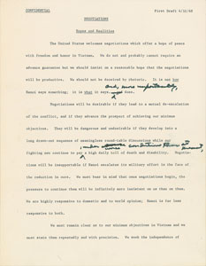 Lot #3013 Dwight D. Eisenhower Hand-Edited 'Balance Sheet on Bombing' and 'Negotiations: Hopes and Realities' Manuscripts - Image 4