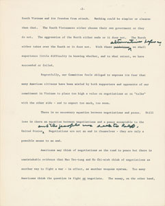 Lot #3013 Dwight D. Eisenhower Hand-Edited 'Balance Sheet on Bombing' and 'Negotiations: Hopes and Realities' Manuscripts - Image 5