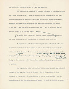 Lot #3013 Dwight D. Eisenhower Hand-Edited 'Balance Sheet on Bombing' and 'Negotiations: Hopes and Realities' Manuscripts - Image 6
