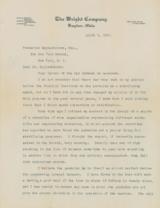 Lot #3020 Orville Wright Typed Letter Signed