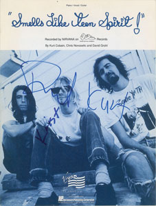 Lot #3056  Nirvana Signed 'Smells Like Teen Spirit' Sheet Music