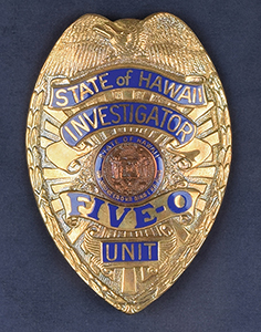 Lot #3043 Jack Lord's Personal Hawaii Five-O Badge, Pilot Script, and Signed Photos