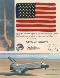 Lot #4631  STS-2 Flown Flag - Image 1