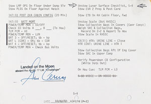 Lot #4414  Apollo 17 Flown Lunar Surface Checklist - Image 1
