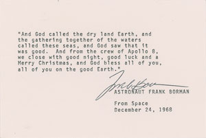 Lot #4457 Frank Borman Typed Quote Signed - Image 1