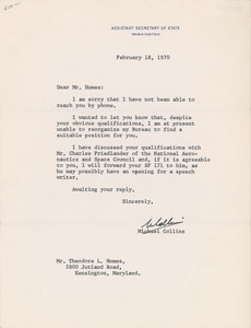 Lot #4489 Michael Collins Typed Letter Signed - Image 1