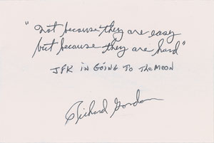 Lot #4503 Richard Gordon Handwritten Quote and Signed Photograph - Image 2