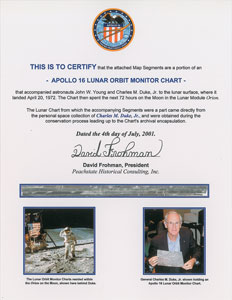 Lot #4562  Apollo 16 Map Segments and Charlie Duke Signature - Image 1