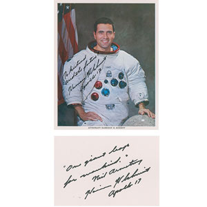 Lot #4585 Harrison Schmitt Handwritten Quote and Signed Photograph - Image 1