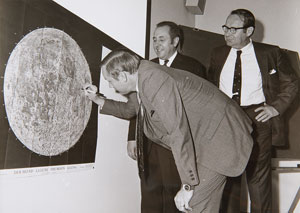 Lot #4333 Neil Armstrong Signed Apollo 11 Moon Map - Image 2