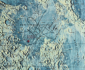 Lot #4333 Neil Armstrong Signed Apollo 11 Moon Map - Image 3