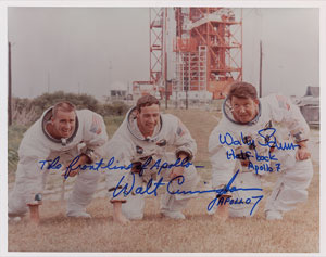 Lot #4445 Wally Schirra and Walt Cunningham Signed Photograph - Image 1