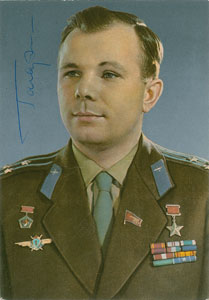 Lot #4050 Yuri Gagarin Signed Photograph - Image 1