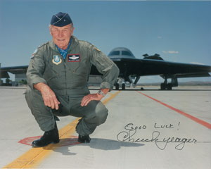 Lot #4062 Chuck Yeager Signed Photograph - Image 1