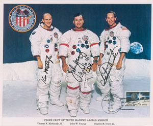 Lot #4405  Apollo 16 Signed Photograph - Image 1