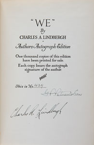 Lot #4033 Charles Lindbergh Signed Book