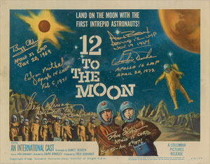 Lot #4238  Apollo Astronaut Signed '12 to the Moon' Lobby Card  - Image 1