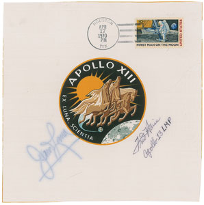 Lot #4523 James Lovell and Fred Haise Signed Beta Cloth - Image 1
