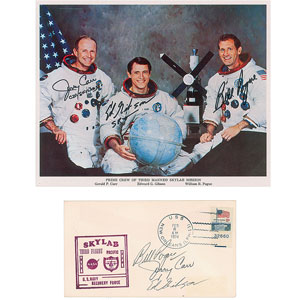 Lot #4600  Skylab 4 Signed Photograph and Cover - Image 3
