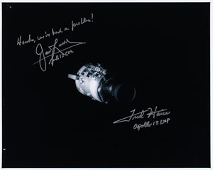 Lot #4524 James Lovell and Fred Haise Signed Photograph - Image 1