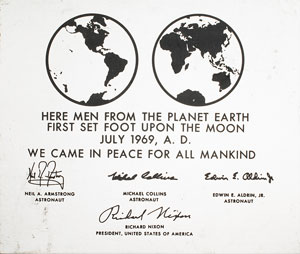 Lot #4476  Apollo 11 Aluminum Plaque - Image 1